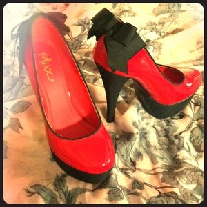 Mix Shuz Red/Black Stiletto Heels